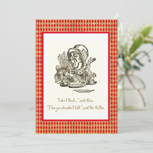 Denk niet dat Alice Mad Hatter Quote Kaart (Staand voorkant)