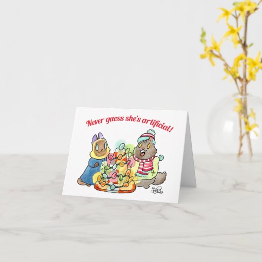 Denk nooit dat ze een kunstmatige kerstkaart is kaart (Gele Bloem)