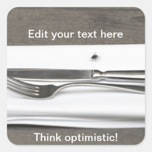 Denk optimistisch! vierkante sticker