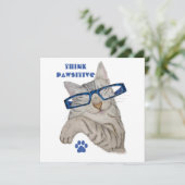 Denk Pawsitive Purrfect Schattige Cat in Specs Dra Kaart (Staand voorkant)
