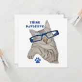 Denk Pawsitive Purrfect Schattige Cat in Specs Dra Kaart (Voorkant / Achterkant in situ)