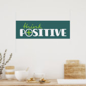 Denk positief grafisch lang groen poster (Keuken)