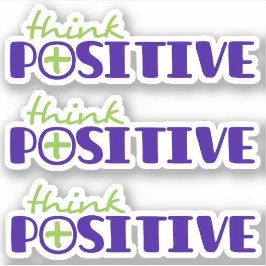 Denk positief groen blauw plus tekstslogan sticker (Voorkant)