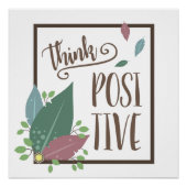 Denk positief inspirerend citaat veer boho perfect poster (Voorkant)