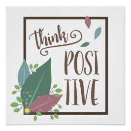 Denk positief inspirerend citaat veer boho perfect poster