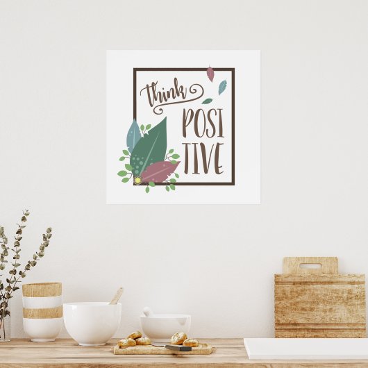 Denk positief, motivatie boho vether poster (Keuken)