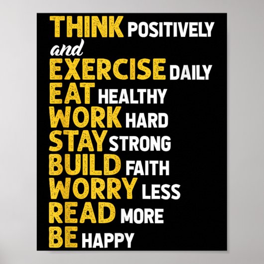 Denk Positief Oefen Dagelijkse Gym Workout Motivat Poster (Voorkant)