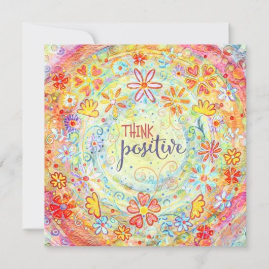 Denk positief Oranje bloemig Inspirerend (Voorkant)