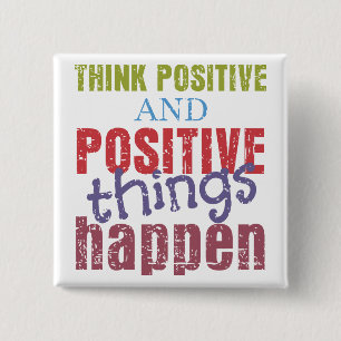 Denk Positief Vierkante Button 5,1 Cm