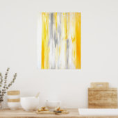 'Denk recht' grijs en geel Abstract Poster (Keuken)