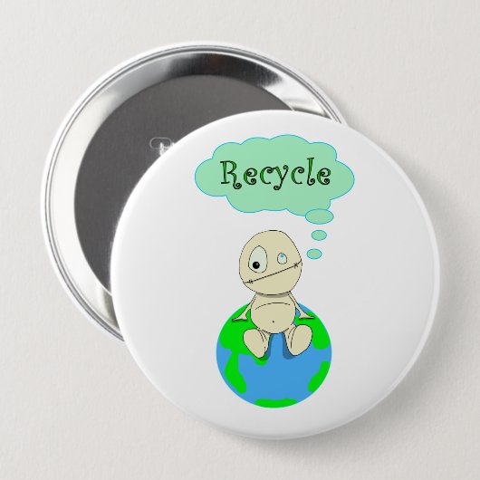 Denk...Recyclen Ronde Button 4,0 Cm (Voorkant /achterkant)