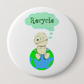 Denk...Recyclen Ronde Button 4,0 Cm (Voorkant)