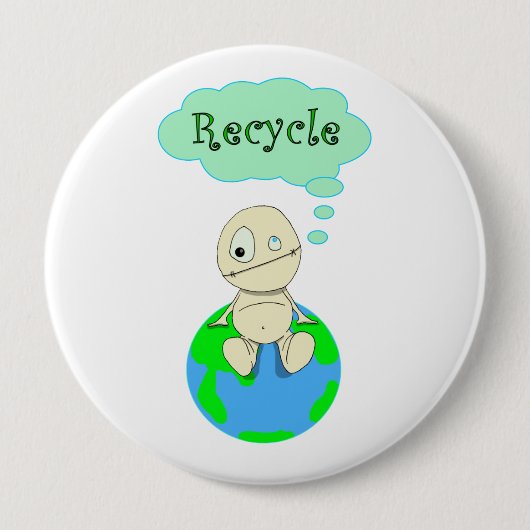 Denk...Recyclen Ronde Button 4,0 Cm (Voorkant)
