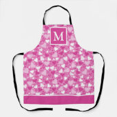 Denk Roze Borstkanker Bewustzijn Harten Monogram Schort (Voorkant)