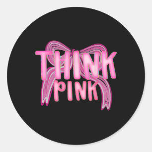 Denk Roze Borstkanker Bewustzijn Ribbon Gift voor Ronde Sticker