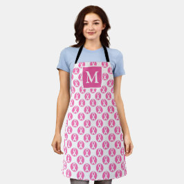 Denk Roze Borstkanker Bewustzijnslint Monogram Schort