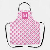 Denk Roze Borstkanker Bewustzijnslint Monogram Schort (Voorkant)