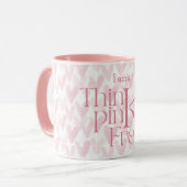 Denk Roze Harten Patroon Monogram Wit Mok (Voorkant links)
