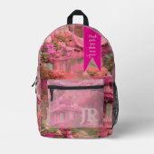 Denk roze, hou van roze, Draag roze wereld Bedrukte Rugzak (Voorkant)