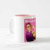 Denk roze tweekleurige koffiemok (Voorkant links)