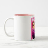 Denk roze tweekleurige koffiemok (Links)