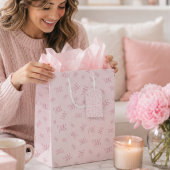 Denk Roze Waterverf Patroon Monogram Cadeaulabel