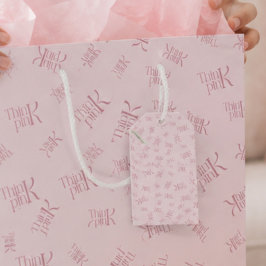 Denk Roze Waterverf Patroon Monogram Cadeaulabel