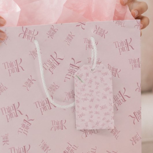 Denk Roze Waterverf Patroon Monogram Cadeaulabel