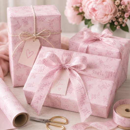 Denk Roze Waterverf Patroon Monogram Cadeaupapier