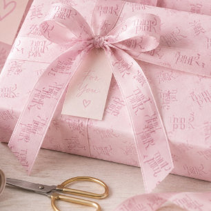 Denk Roze Waterverf Patroon Monogram Satijnen Lint
