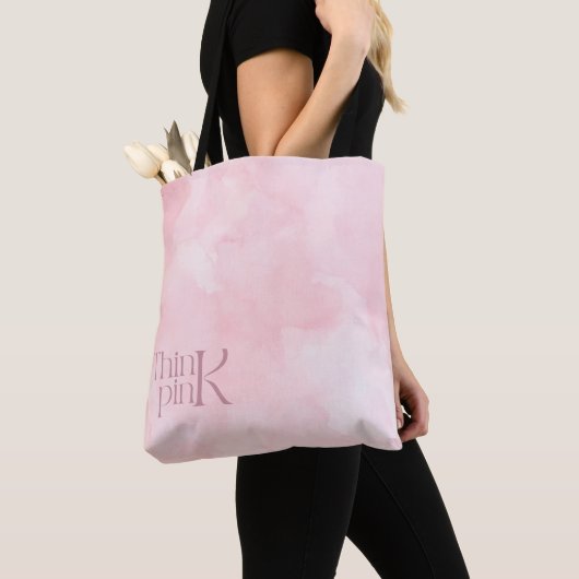 Denk Roze Waterverf Patroon Monogram Tote Bag (Dichtbij)
