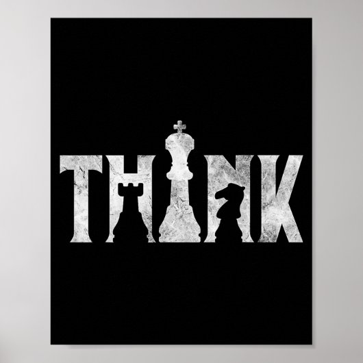 Denk Schaken Eces Speler Chessmaster Schaak Liefde Poster (Voorkant)