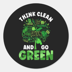 Denk Schoon En Ga Groen Aarddag En Planeet Milieu Ronde Sticker