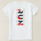 "Denk snel. Sneller rennen." T-shirt (Design achterkant)