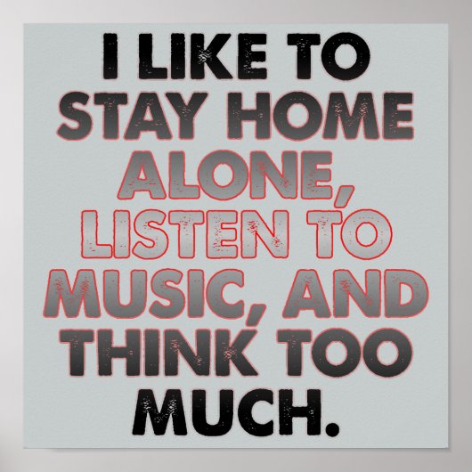 Denk Te Veel Grappig Introvert Poster Bord Poster (Voorkant)