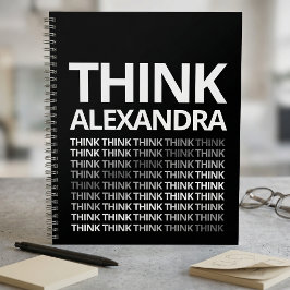 Denk typografie mindset journaal zwart wit notitieboek