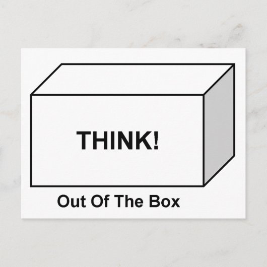 Denk uit de doos briefkaart (Voorkant)