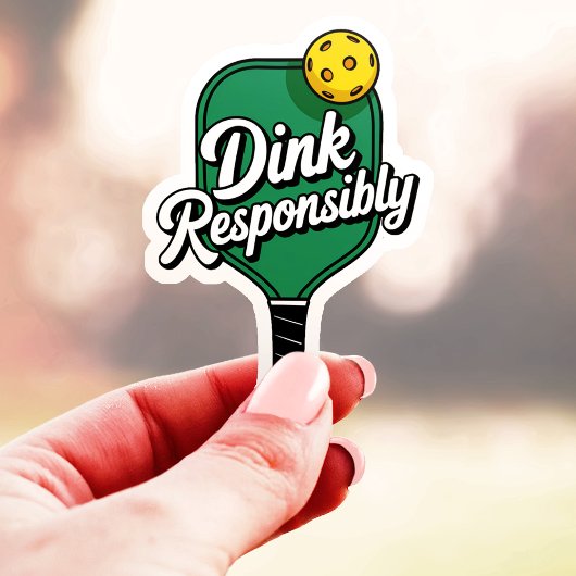 Denk Verantwoordelijk Pickleball Vinyl Sticker