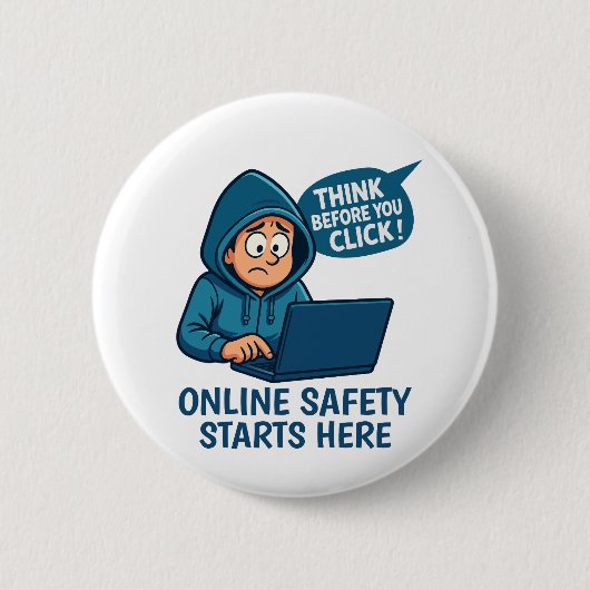 Denk Voor Je Klikt - Online Veiligheidsbewustzijn Ronde Button 5,7 Cm (Voorkant)