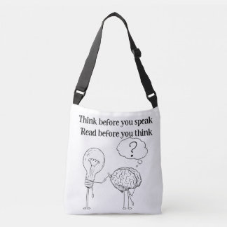 Denk Voor Je Spreekt Zwart Wit Lezer Citaat Crossbody Tas