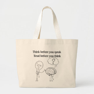 Denk Voor Je Spreekt Zwart Witte Lezer Quote Grote Tote Bag