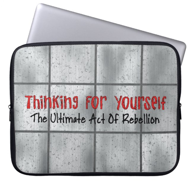 Denk voor jezelf laptop sleeve (Voorkant)