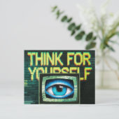 Denk voor jezelf Retro TV Eyeball Glitch Briefkaart (Staand voorkant)