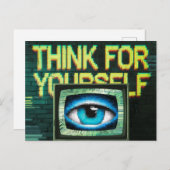 Denk voor jezelf Retro TV Eyeball Glitch Briefkaart (Voorkant / Achterkant)