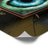Denk voor jezelf Retro TV Eyeball Glitch Poster (Hoek)