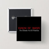 Denk voor jezelf vierkante button 5,1 cm (Voorkant /achterkant)