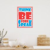 Denk voor Speak, typografische poster, Poster (Keuken)