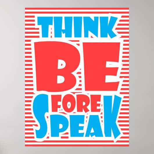 Denk voor Speak, typografische poster, Poster (Voorkant)