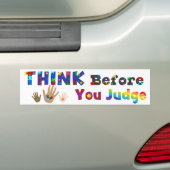 DENK VOOR U rechter bent Bumpersticker (Op auto)