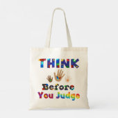 DENK VOOR U rechter bent Tote Bag (Achterkant)